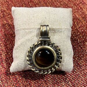 Vintage Style Gold Pendant With Brown Stone